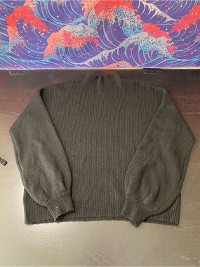 Men's Black Turtleneck Sweater - Classic Ribbed Knit